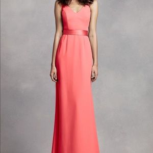 Vera Wang long vneck crepe gown with open back